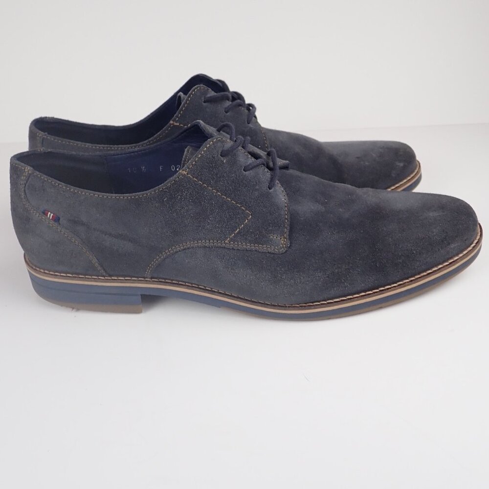 LLOYD Mens 10.5 Gray Blue Suede Oxford Leather Lace Up Dress Shoes